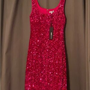 Fashion Nova Pink Sequin Mini Dress